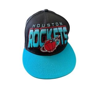 New Era Houston Rockets Snapback Hat Black Teal NBA Basketball Cap OSFM